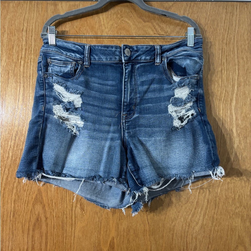 American Eagle Outfitters Blue Distressed Jean Shorts